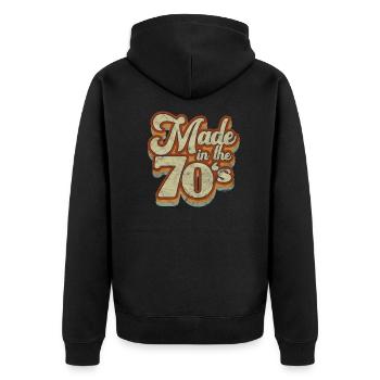 70s - Unisex Premium Organic Zip Hoodie - black - Back - Nico (187cm)