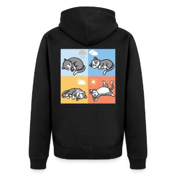 drôle de temps dormant les chats câlins tenue - Veste à capuche bio Premium Unisexe - noir - Dos - Nico (187cm)