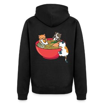 Kawaii Japonais Ramen nouilles Chats Anime Japon - Veste à capuche bio Premium Unisexe - noir - Dos - Nico (187cm)