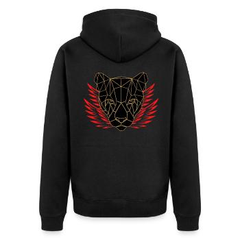Panther mit roten Flügeln - Unisex Premium Bio Zip Hoodie - Schwarz - Hinten - Nico (187cm)