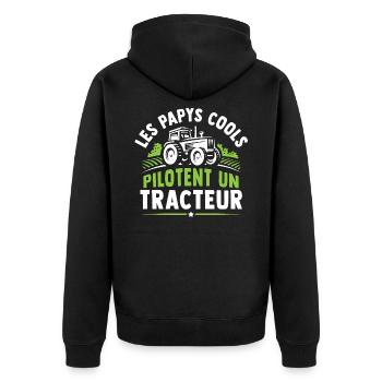les papys cools pilotent un tracteur - Veste à capuche bio Premium Unisexe - noir - Dos - Nico (187cm)