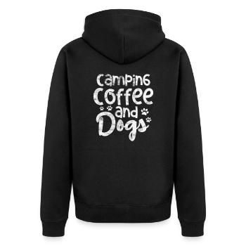 Camping Kaffee Hunde - Unisex Premium Bio Zip Hoodie - Schwarz - Hinten - Nico (187cm)