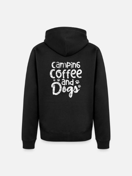 Camping Coffee Dogs - Unisex Premium Organic Zip Hoodie - black