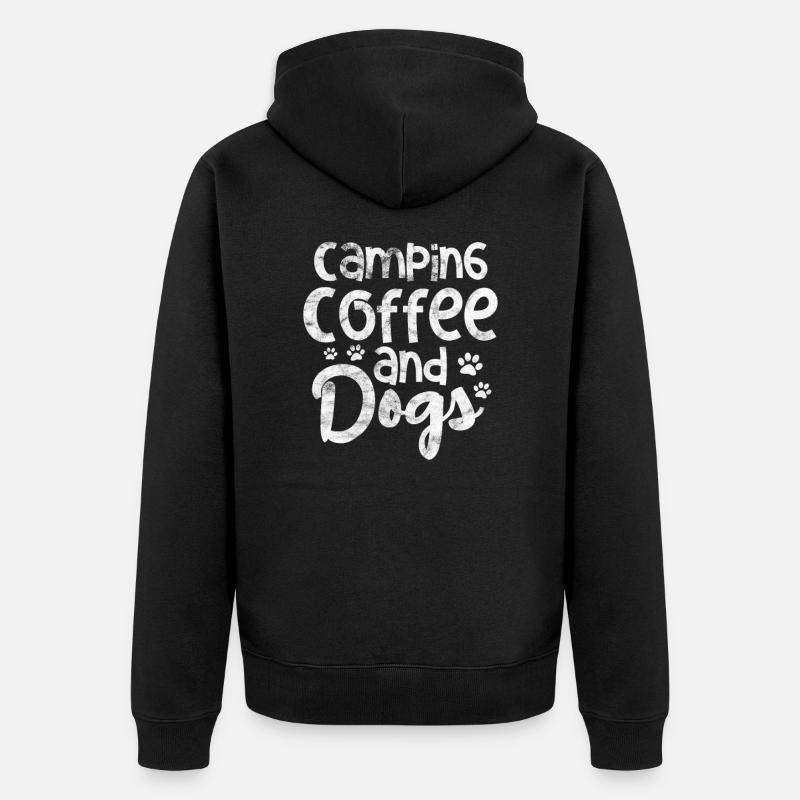 Camping Kaffee Hunde - Unisex Premium Bio Zip Hoodie - Schwarz