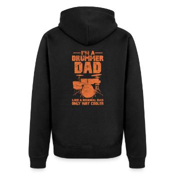 Schlagzeug Vater - Unisex Premium Bio Zip Hoodie - Schwarz - Hinten - Nico (187cm)