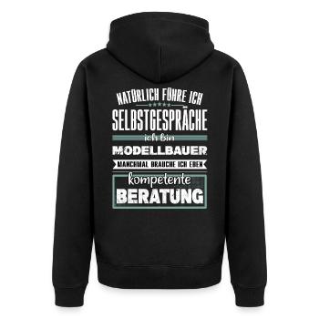 Modellbauer Selbstgespräche Kompetente Humor - Unisex Premium Bio Zip Hoodie - Schwarz - Hinten - Nico (187cm)