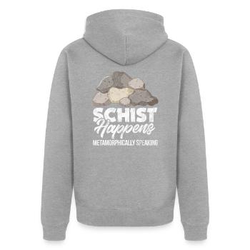 Geologie - Unisex Premium Bio Zip Hoodie - Grau meliert - Hinten - Nico (187cm)