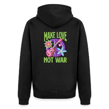 Hippie Peace 60er 70er Flower Power Geschenk - Unisex Premium Bio Zip Hoodie - Schwarz - Hinten - Nico (187cm)