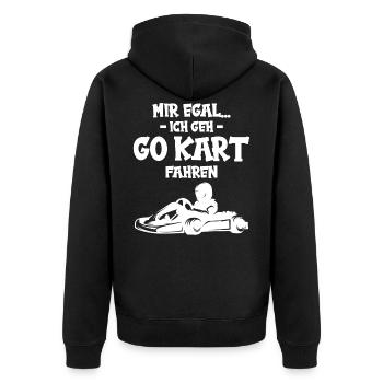 Mir egal Go Kart fahren - Unisex Premium Bio Zip Hoodie - Schwarz - Hinten - Nico (187cm)