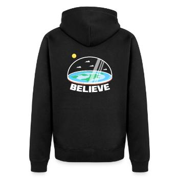 Flat Earth Flat Earth Conspiracy Gift - Unisex Premium Organic Zip Hoodie - black - Back - Nico (187cm)
