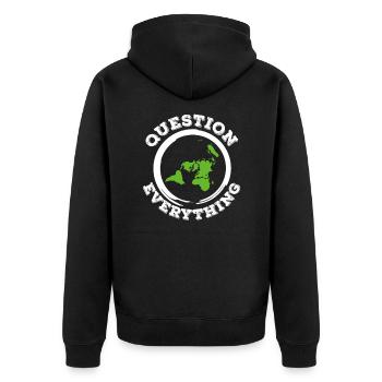 Flat Earth Flat Earth Conspiracy Gift - Unisex Premium Organic Zip Hoodie - black - Back - Nico (187cm)