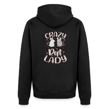Rat - Unisex Premium Organic Zip Hoodie - black - Back - Nico (187cm)