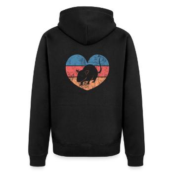 Rat - Unisex Premium Organic Zip Hoodie - black - Back - Nico (187cm)