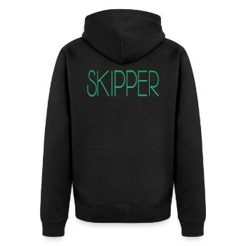Skipper - Unisex Premium Bio Zip Hoodie - Schwarz - Hinten - Nico (187cm)
