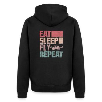 Drohne - Unisex Premium Bio Zip Hoodie - Schwarz - Hinten - Nico (187cm)