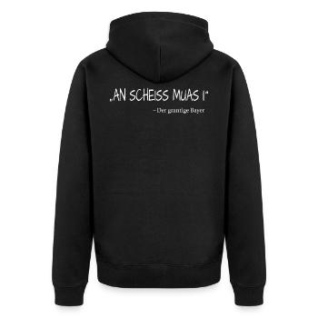 An Scheiss muas i - Unisex Premium Bio Zip Hoodie - Schwarz - Hinten - Nico (187cm)