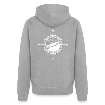 Pick up 4x4 Kompass Geländewagen - Unisex Premium Bio Zip Hoodie - Grau meliert - Hinten - Nico (187cm)