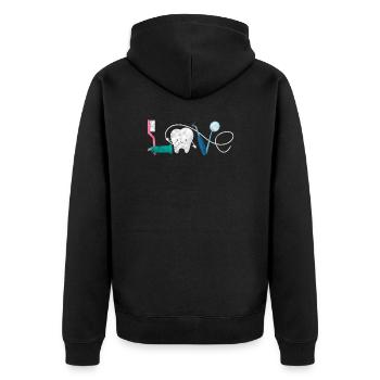 Zahnarzt - Unisex Premium Bio Zip Hoodie - Schwarz - Hinten - Nico (187cm)