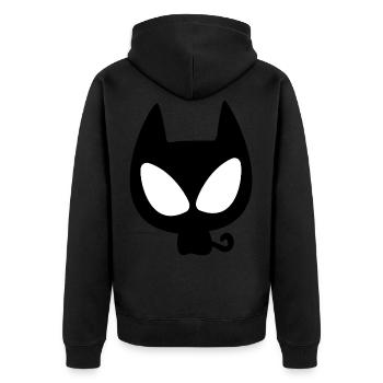 Katze Skater Kater - Unisex Premium Bio Zip Hoodie - Schwarz - Hinten - Nico (187cm)