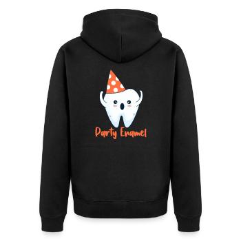Zahnarzt Zahn Zahnärztin Dentist Zähne Geschenk - Unisex Premium Bio Zip Hoodie - Schwarz - Hinten - Nico (187cm)