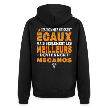 Mécanos Cadeau Humour Personnalisé - Veste à capuche bio Premium Unisexe - noir - Dos - Nico (187cm)