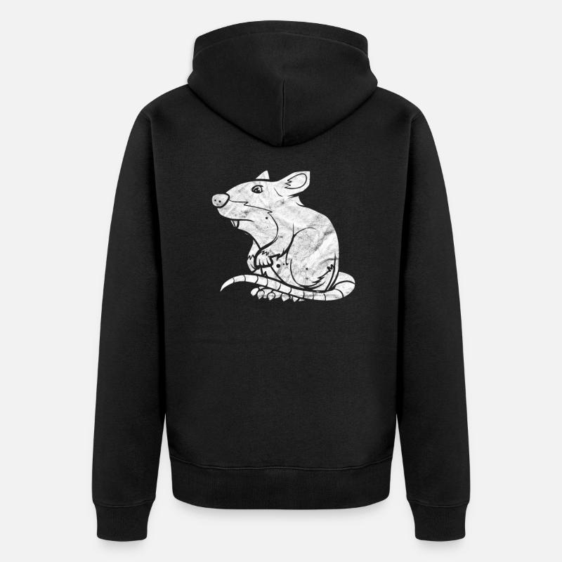 Ratte - Unisex Premium Bio Zip Hoodie - Schwarz