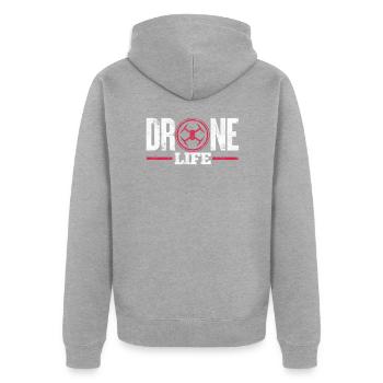 Drone - Unisex Premium Organic Zip Hoodie - heather grey - Back - Nico (187cm)
