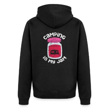 Camping - Unisex Premium Organic Zip Hoodie - black - Back - Nico (187cm)