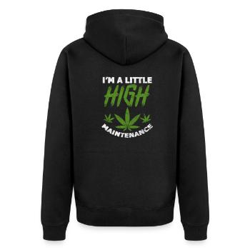Cannabis - Unisex Premium Organic Zip Hoodie - black - Back - Nico (187cm)