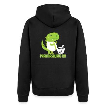 Apotheke Dinosaurier Apotheker Dino Geschenk - Unisex Premium Bio Zip Hoodie - Schwarz - Hinten - Nico (187cm)