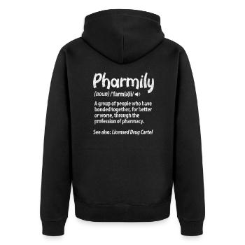 Apotheke - Unisex Premium Bio Zip Hoodie - Schwarz - Hinten - Nico (187cm)