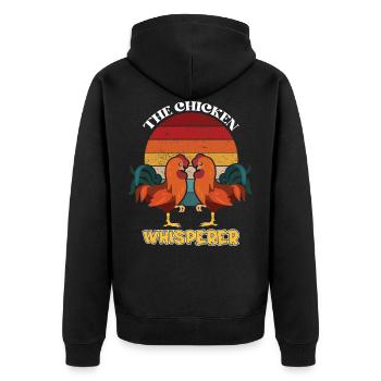 THE CHICKEN WHISPERER - Unisex Premium Organic Zip Hoodie - black - Back - Nico (187cm)