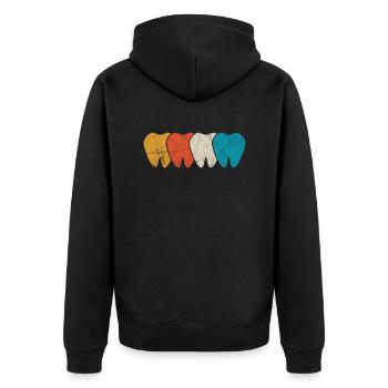 Zahnarzt - Unisex Premium Bio Zip Hoodie - Schwarz - Hinten - Nico (187cm)