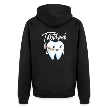 Zahnarzt Zahn Zahnärztin Dentist Zähne Geschenk - Unisex Premium Bio Zip Hoodie - Schwarz - Hinten - Nico (187cm)