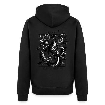 Be kind - Unisex Premium Organic Zip Hoodie - black - Back - Nico (187cm)