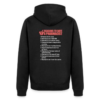 Pharmacie pharmacie pharmacienne cadeau - Veste à capuche bio Premium Unisexe - noir - Dos - Nico (187cm)
