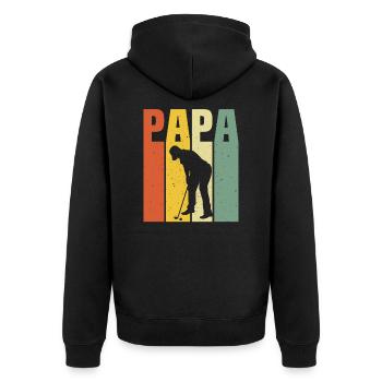 retro papa golfer golfer dad t-shirt golf dad - Unisex Premium Bio Zip Hoodie - Schwarz - Hinten - Nico (187cm)