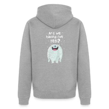 Yeti - Unisex Premium Bio Zip Hoodie - Grau meliert - Hinten - Nico (187cm)