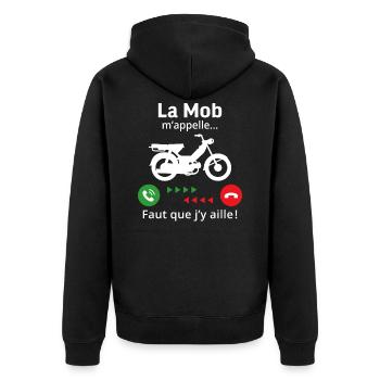la mob m'appelle il faut que j'y aille ! mobylette - Veste à capuche bio Premium Unisexe - noir - Dos - Nico (187cm)
