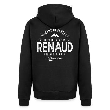Renaud personalized shirt gift first name renaud - Unisex Premium Organic Zip Hoodie - black - Back - Nico (187cm)