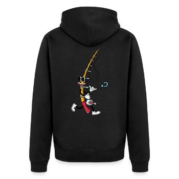 Angeln Angler Angel - Unisex Premium Bio Zip Hoodie - Schwarz - Hinten - Nico (187cm)