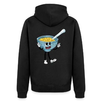 Müsli - Unisex Premium Bio Zip Hoodie - Schwarz - Hinten - Nico (187cm)
