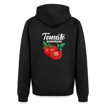 Tomate - Unisex Premium Bio Zip Hoodie - Schwarz - Hinten - Nico (187cm)