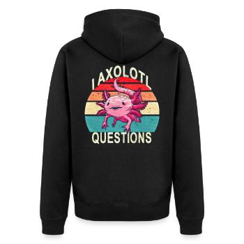 Axolotl. J’ai des questions. Drôle d’axolotl - Veste à capuche bio Premium Unisexe - noir - Dos - Nico (187cm)