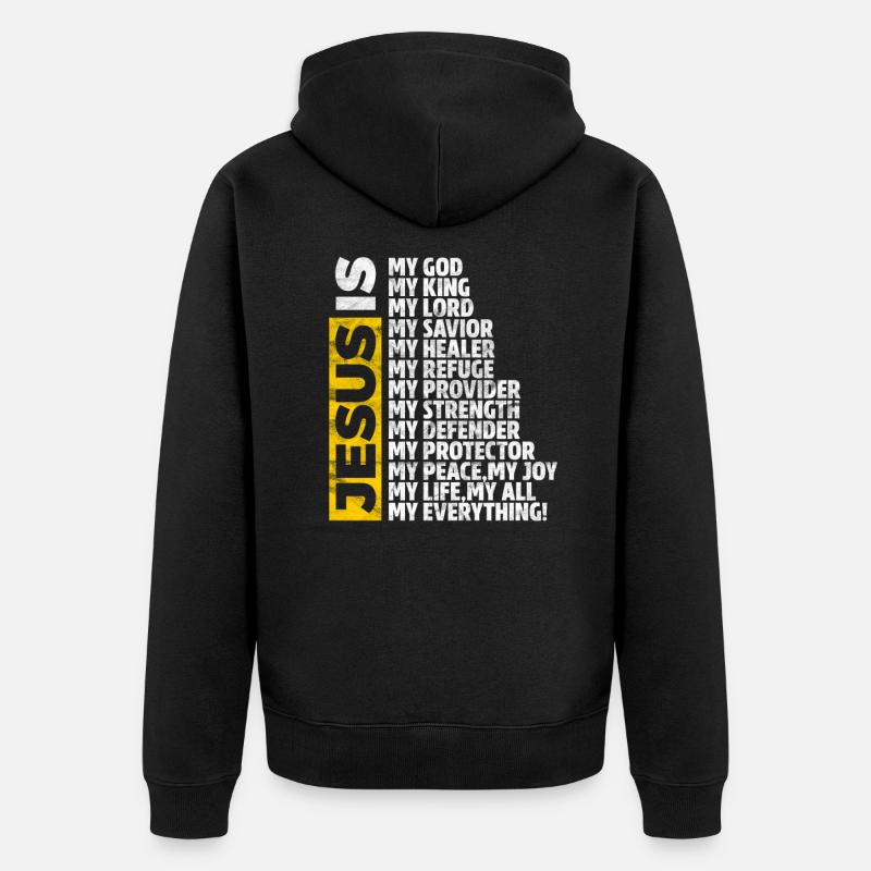 Jesus - Unisex Premium Bio Zip Hoodie - Schwarz
