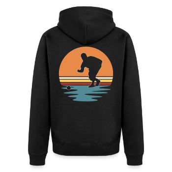 Boul petanque boccia - Unisex Premium Bio Zip Hoodie - Schwarz - Hinten - Nico (187cm)