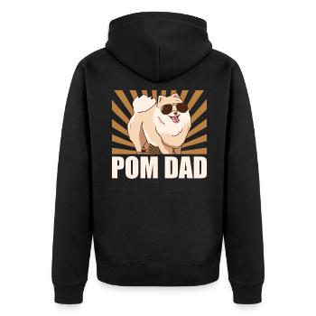 Zwergspitz Pomeranian Dad Hundebesitzer Geschenk - Unisex Premium Bio Zip Hoodie - Schwarz - Hinten - Nico (187cm)