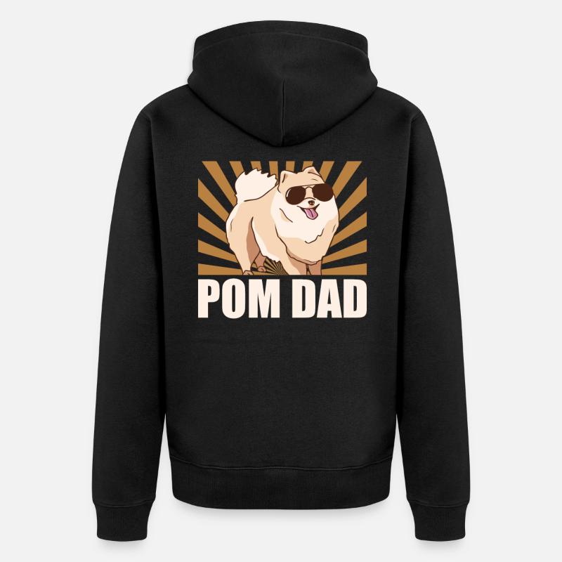 Zwergspitz Pomeranian Dad Hundebesitzer Geschenk - Unisex Premium Bio Zip Hoodie - Schwarz