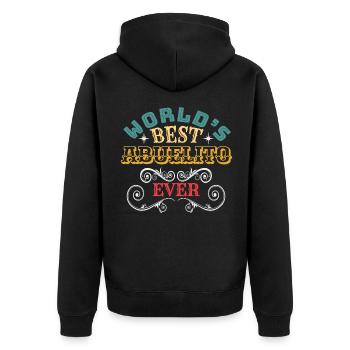 Worlds Best Abuelito Ever - Unisex Premium Bio Zip Hoodie - Schwarz - Hinten - Nico (187cm)