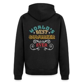 Worlds Best Coworker Ever - Unisex Premium Bio Zip Hoodie - Schwarz - Hinten - Nico (187cm)